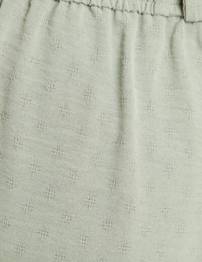 Pantalon flou droit 7/8ème vert clair femme