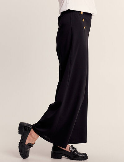Pantalon large à pont noir femme