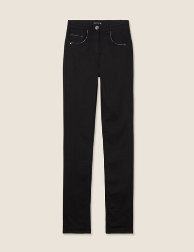 Pantalon ajusté taille haute noir femme