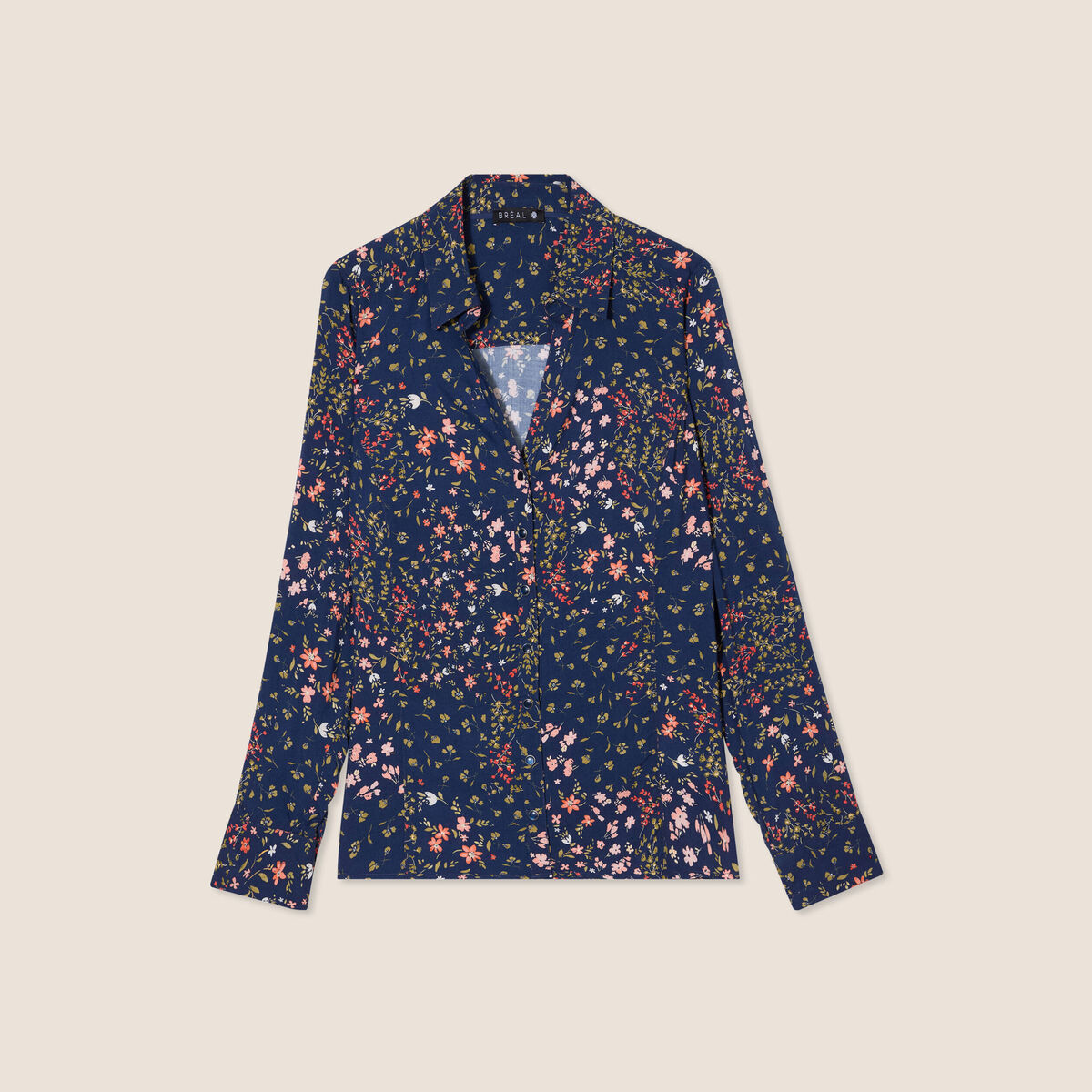 Chemise manches longues bleu marine femme