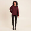 Blouse ample col rond satin&eacute;e bordeaux femme