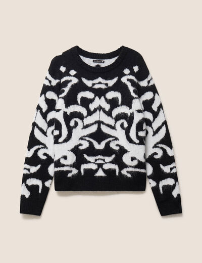 Pull col rond noir femme
