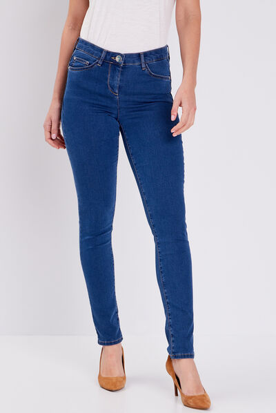 Pantalon léger taille basculée long denim double stone femme