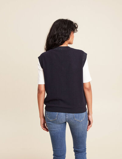 gilet réversible sans manches en coton multicolore femme
