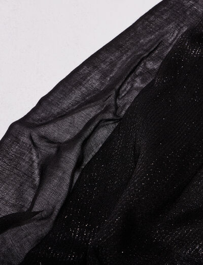 Foulard brillant &agrave; franges noir femme