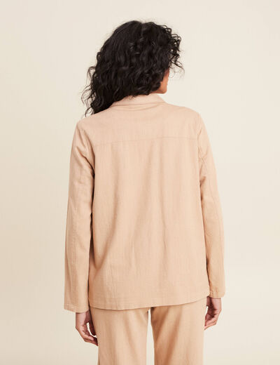 Surchemise boutonnée brodée sable femme