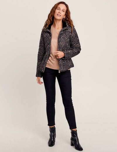 Doudoune d&eacute;perlante droite zipp&eacute;e noir femme