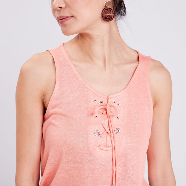 Débardeur bretelles larges rose corail femme