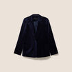 Veste velours manches longues doubl&eacute;e bleu marine femme