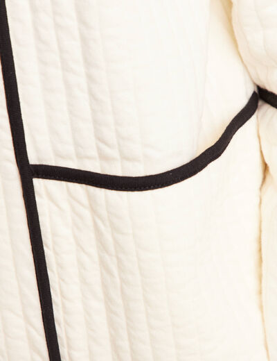 Veste manches longues sans col ecru femme