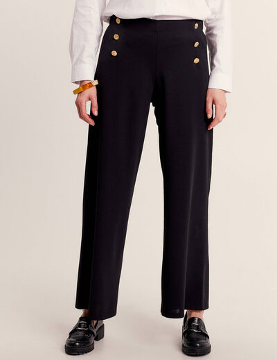 Pantalon large à pont noir femme