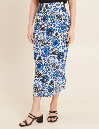 Jupe fluide taille standard bleu femme