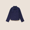 Chemise col chemise manches longues bleu marine femme