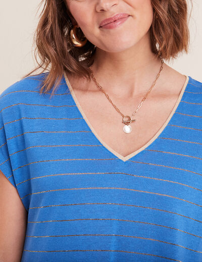 T-shirt manches courtes bleu femme