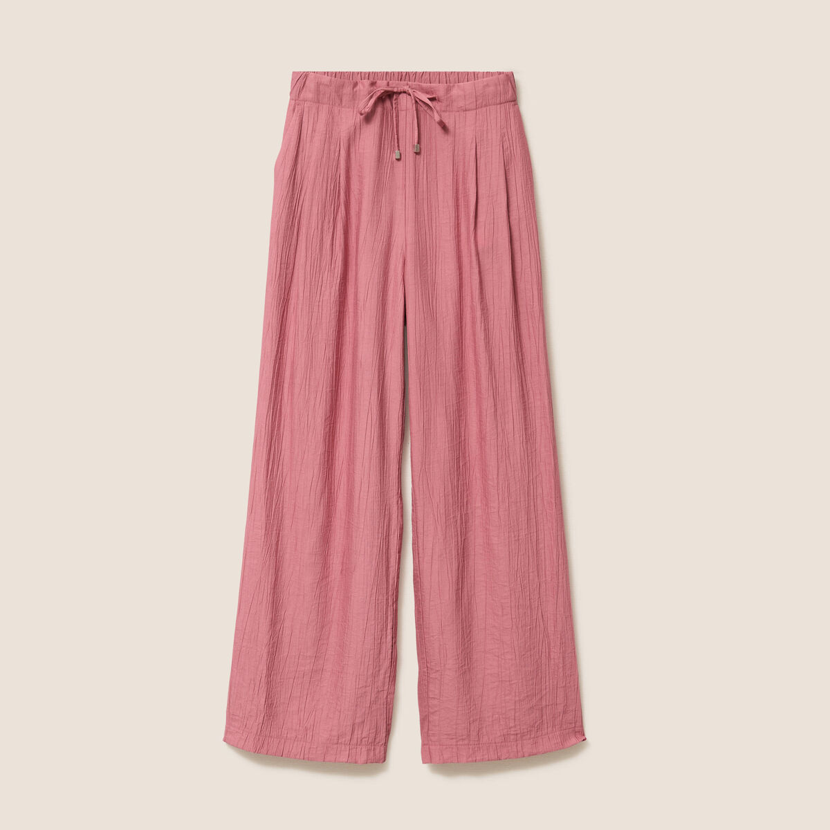 Pantalon fluide taille haute mauve femme