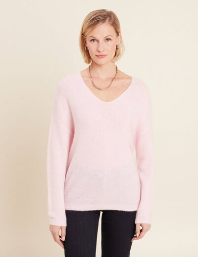 Pull manches longues rose femme
