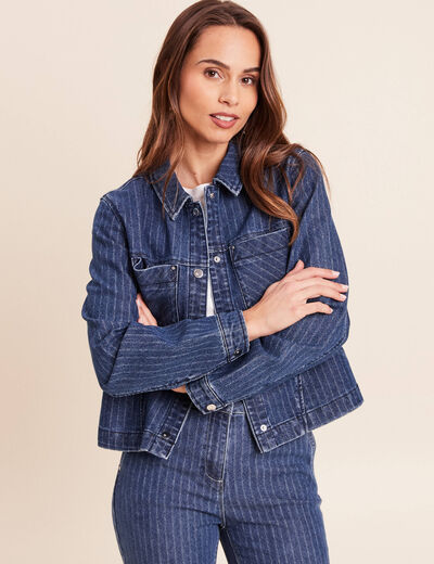 Veste manches longues en jean denim stone femme