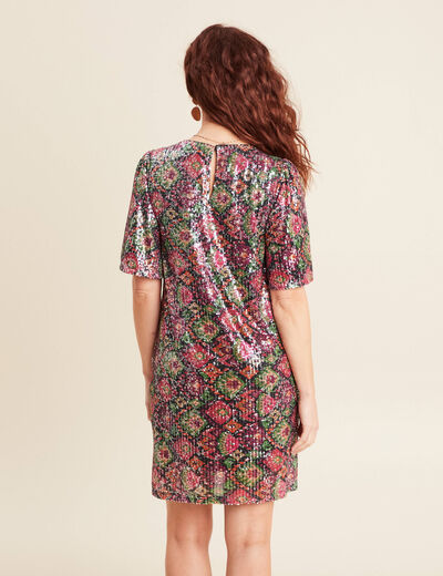 Robe évasée sequins multicolore femme