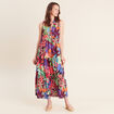 Robe longue &eacute;vas&eacute;e sans manches multicolore femme