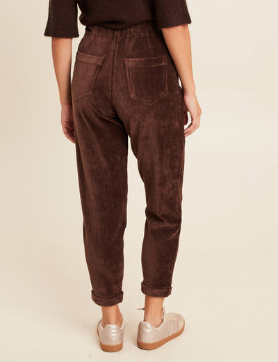 Pantalon coupe mom en velours marron femme