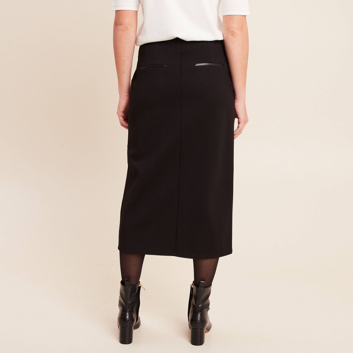 Jupe Crayon Midi Jigsaw – Noire – Taille 8 (38) – Femme – Mélange Viscose/laine