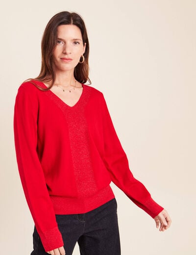 Pull manches longues rouge femme