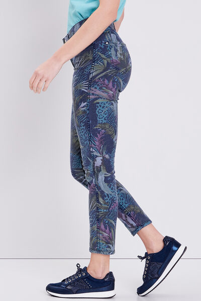 Jean ajusté réversible bleu femme