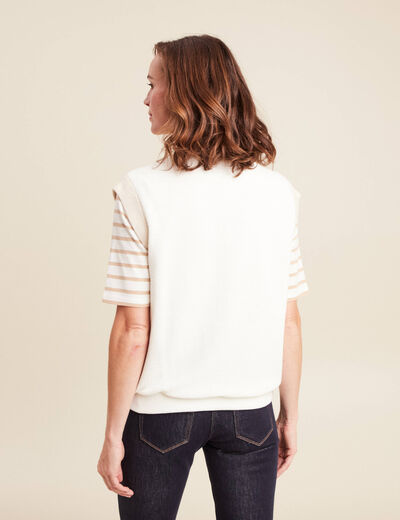gilet réversible sans manches en coton ecru femme