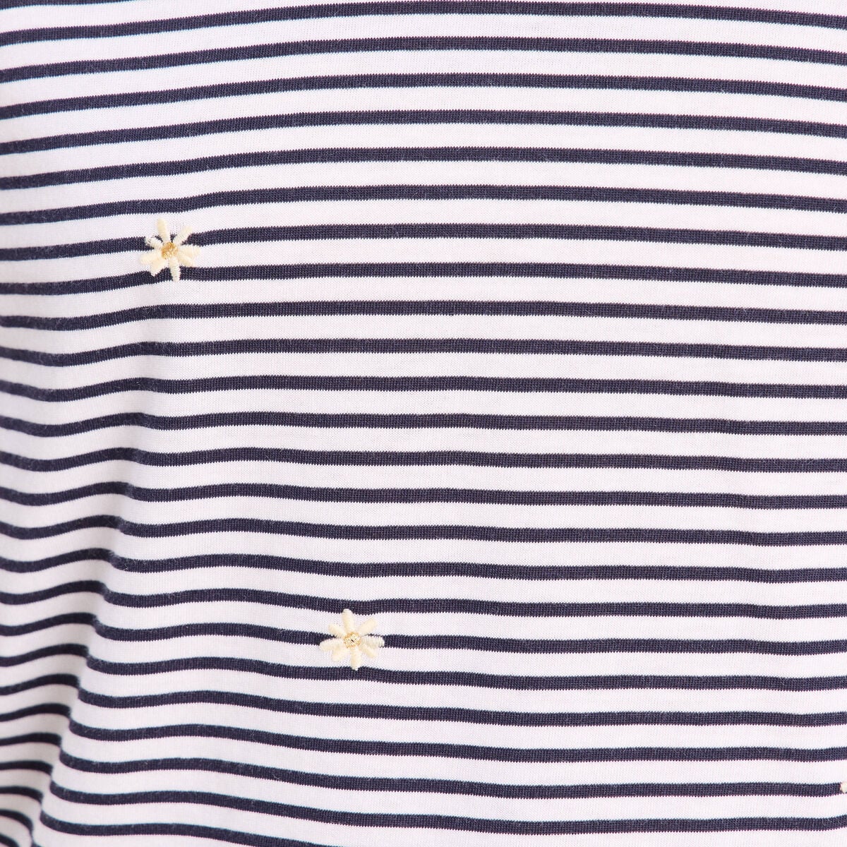 T-shirt droit broderie manches courtes bleu femme