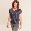 T-shirt manches courtes bleu fonc&eacute; femme