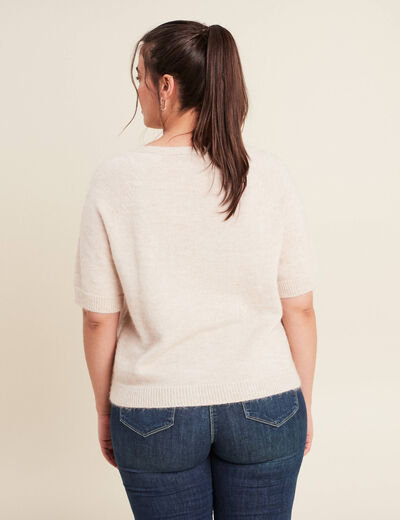 Pull manches courtes beige femme