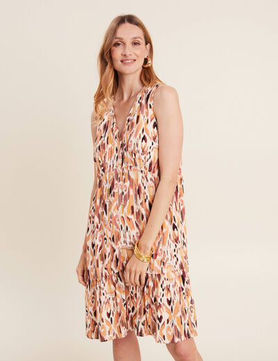 Robe évasée sans manches blanc femme