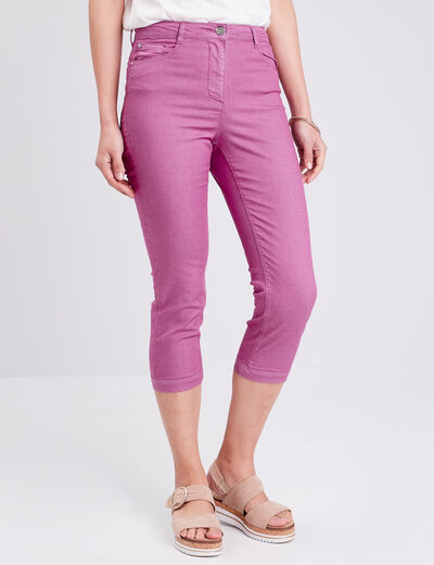 Pantacourt droit taille haute violet femme