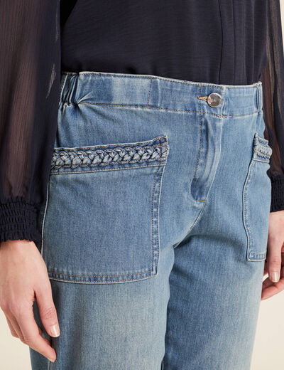 Jean paperbag détails tressés denim double stone femme