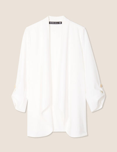 Veste esprit tailleur cascade ecru femme