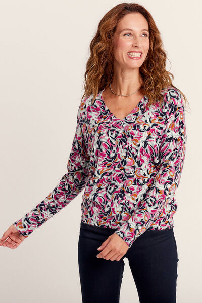 Pull manches longues multicolore femme