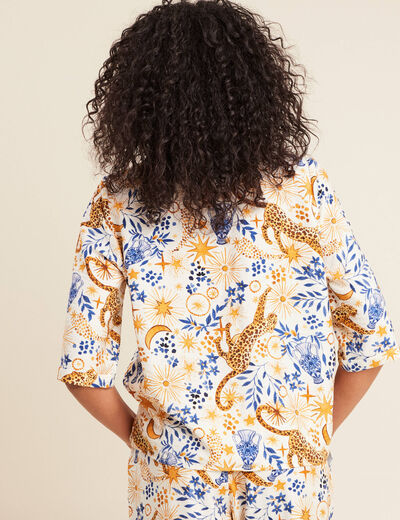 Chemise manches 3/4 bleu femme