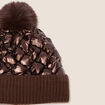 Bonnet matelass&eacute; &agrave; pompon marron femme