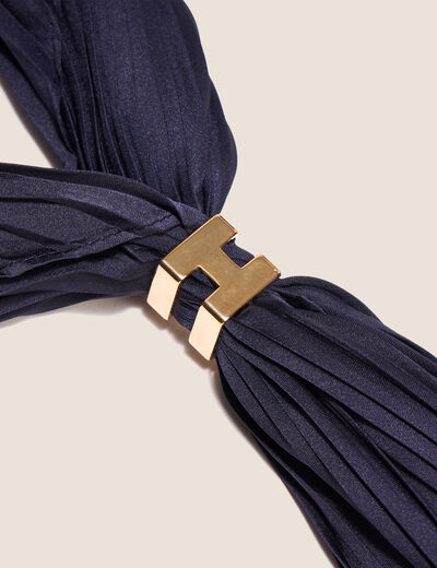 Foulard satin&eacute; bleu marine femme