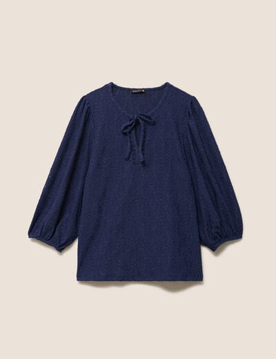 Blouse manches 3/4 bleu marine femme