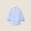 Chemise col montant manches 3/4 bleu femme