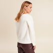 Pull brod&eacute; col rond manches longues rose framboise femme