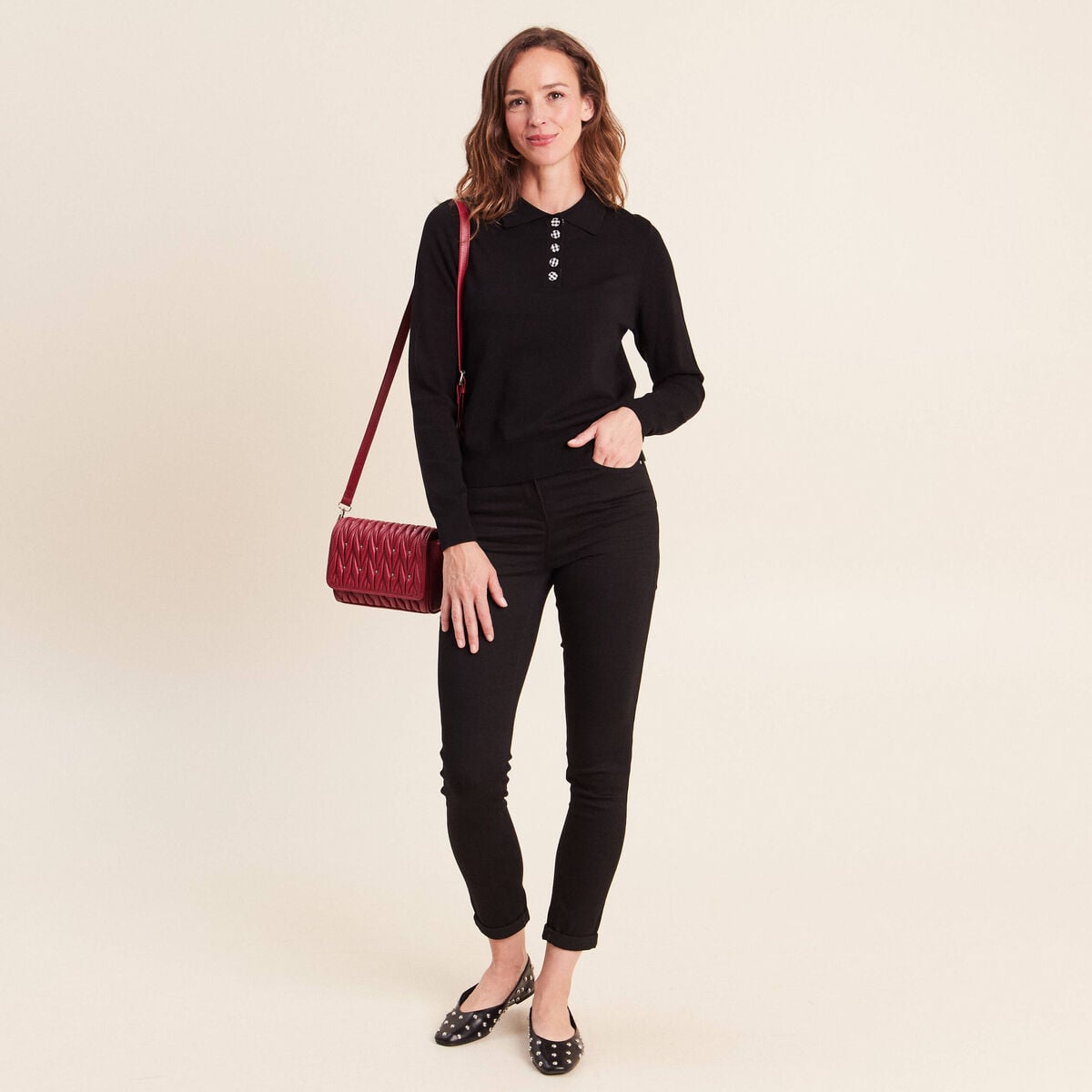 Polo noir femme