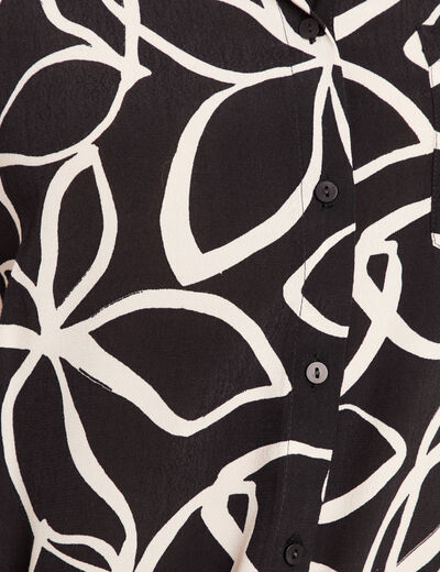Chemise ample mi-longue manches longues noir femme
