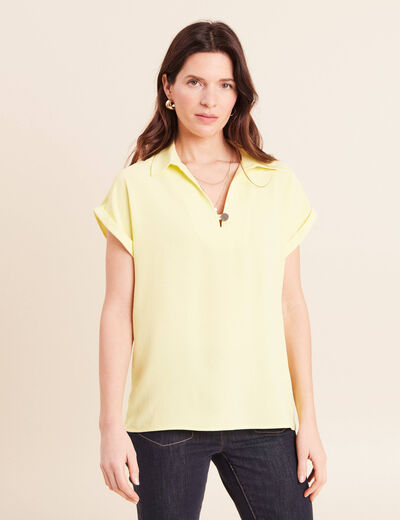 Blouse manches courtes jaune pastel femme