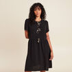 robe courte évasée col rond noir femme