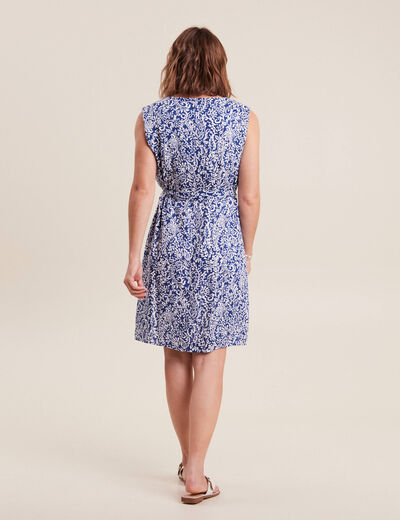 Robe droite ceinturée bleu foncé femme