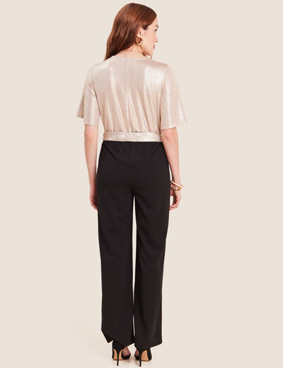 Combinaison pantalon droite couleur or femme