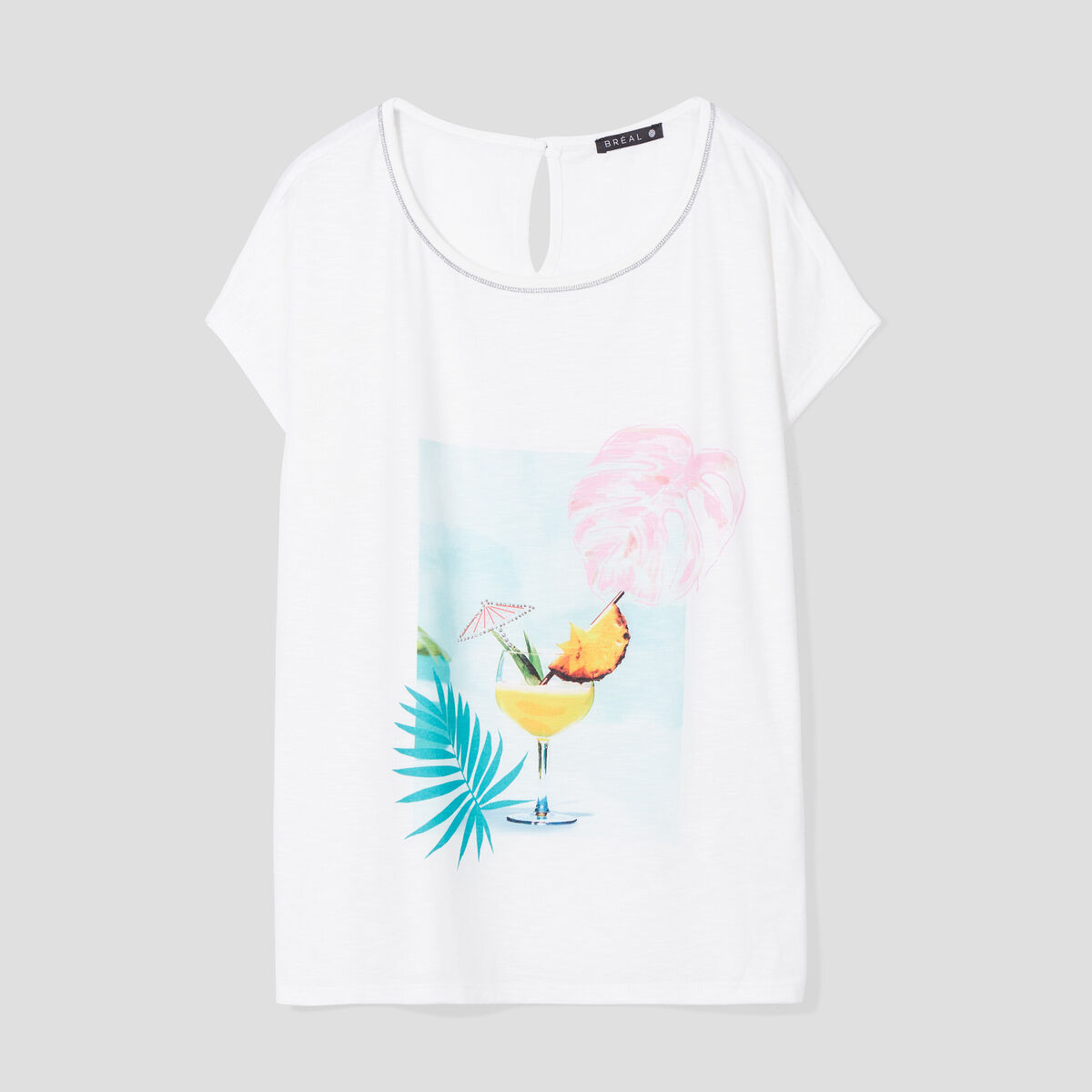 T-shirt manches courtes ecru femme