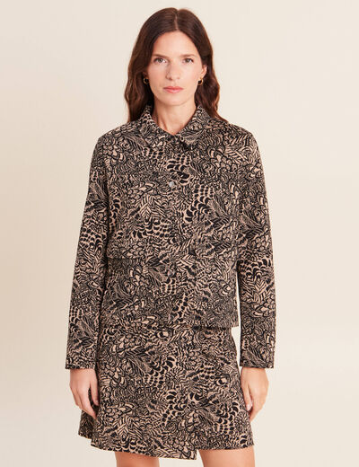 Veste droite doubl&eacute;e beige femme
